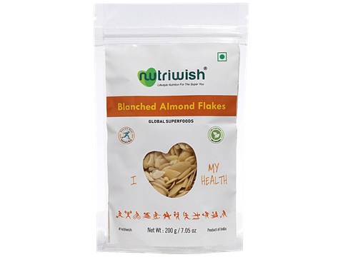 Nutriwish Blanched Almond Flakes, 200 g