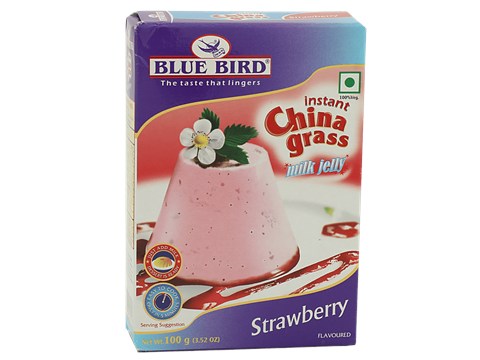 Blue Bird Instant China Grass Milk Jelly - Strawberry Flavoured, 100 g