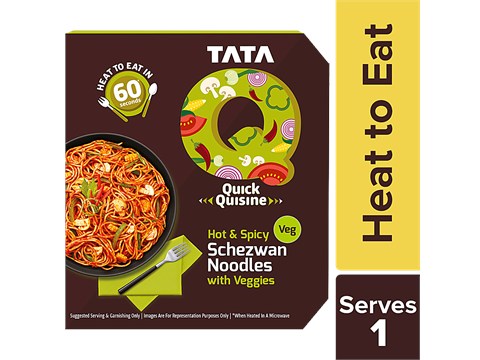 TATA Q Ready To Eat Hot & Spicy Schezwan Noodles With Veggies - High Quality Ingredients, 290 g