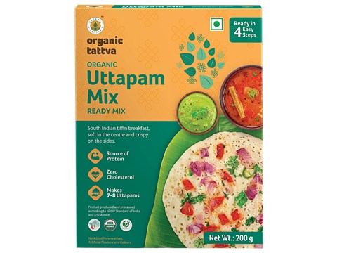 Organic Tattva Organic Uttapam Ready Mix - Crispy, Source Of Protein, Zero Cholesterol, 200 g