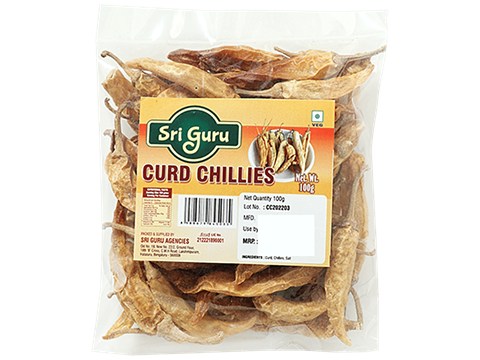 Sri Guru Curd Chillies - Flavourful & Spicy, 100 g