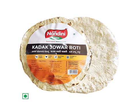 SWAD NANDINI FOODS Kadak Jowar Roti - High In Fibre, Gluten-Free, Good For Diabetes, 10 pcs