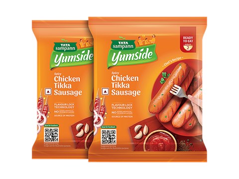 Tata Sampann Yumside Spicy Chicken Tikka Sausage - Source Of Protein, Ready To Eat, No Added Flavours, 180 g
