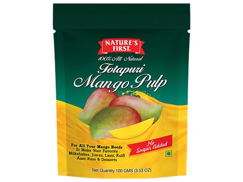 Nature's First Totapuri Mango Pulp - Natural, No Added Sugar, Preservative Free, 100 g