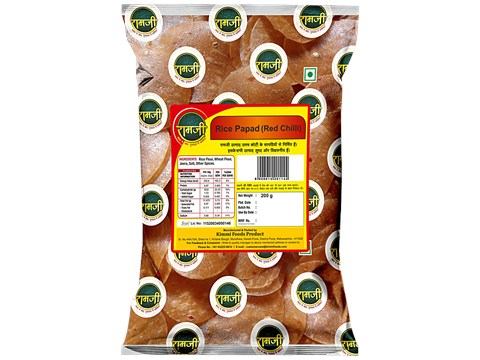 Ramji Rice Papad - Red Chilli, Crispy & Crunchy, 200 g
