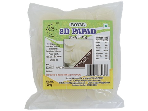 Royal 2D Papad Potato Crinkle Shape - Navratri Special, 200 g