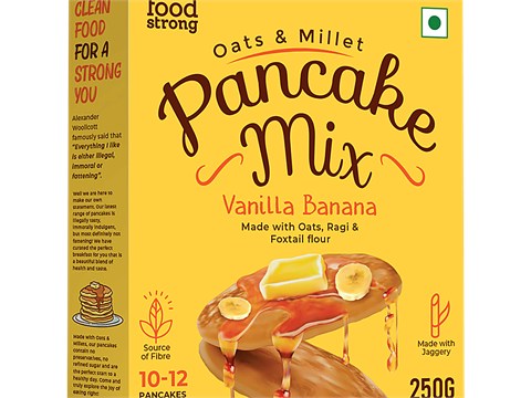 Foodstrong Oats & Millet Pancake Mix - Vanilla Banana, Made With Jaggery, Rich In Fibre, 250 g