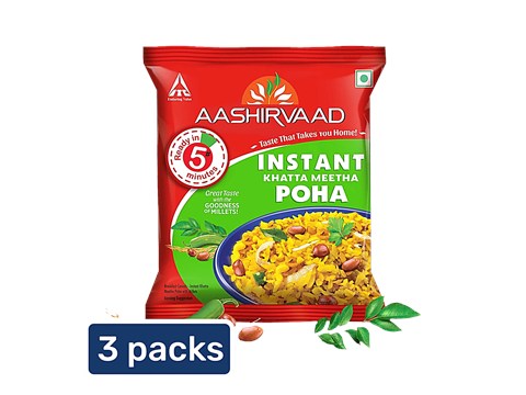 Aashirvaad Instant Khatta Meetha Poha, 3x60 g