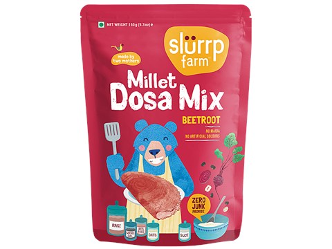 Slurrp Farm Beetroot Dosa Mix - No Preservatives, Instant Healthy Breakfast, 150 g