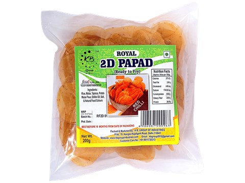Royal 2D Papad - Red Chilli, 200 g