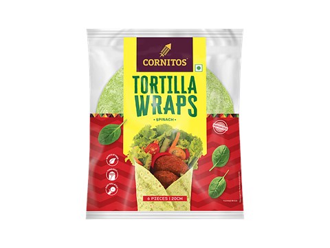 Cornitos Spinach Tortilla Wraps - 20 cm, 6 pcs