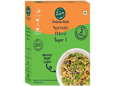 The Naturik Co. Sprouts Meal Super 3 - Moong, Moth, Lobia, 120 g