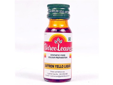 Three Leaves Synthetic Food Colour Preparation - Saffron Yellow Liquid, 20 ml