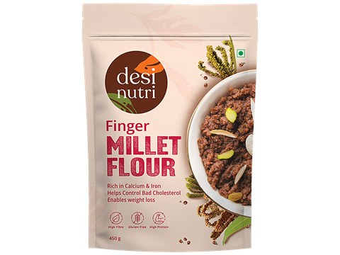 Desi Nutri Finger Millet Flour - Rich In Fibre, Gluten Free, 450 g