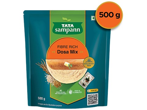 Tata Sampann Fibre Rich Dosa Mix - Ready To Cook Breakfast Mix, Golden, Crispy & Tasty Dosas, Instant Dosa Batter, 500 g