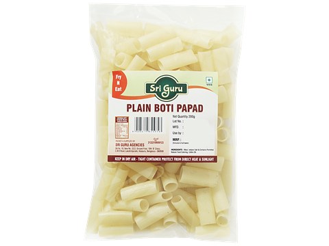 Sri Guru Plain Boti Papad - Fry & Eat, 200 g