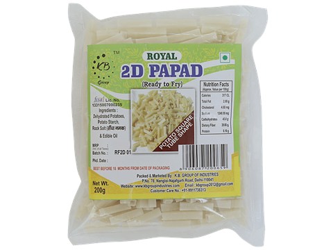 Royal 2D Papad Potato Square Tube Shape - Navratri Special, 200 g