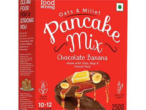 Foodstrong Oats & Millet Pancake Mix - Chocolate Banana, Made With Jaggery, Rich In Fibre, 250 g