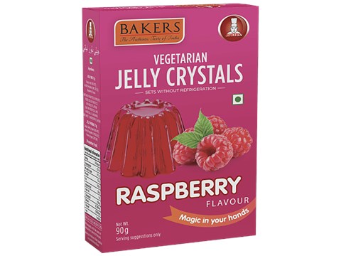 BAKERS Vegetarian Jelly Crystals Raspberry - Sets Without Refrigeration, 90 g