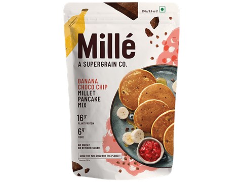 Mille Banana Choco Chip Millet Pancake Mix - No Wheat, No Refined Sugar, 250 g