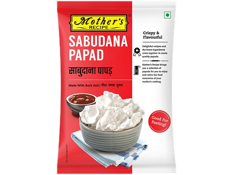 Mother's Recipe Papad - Sabudana With Rock Salt, Crispy & Flavourful, 70 g