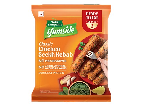 Tata Sampann Yumside Classic Chicken Seekh Kebab, 180 g