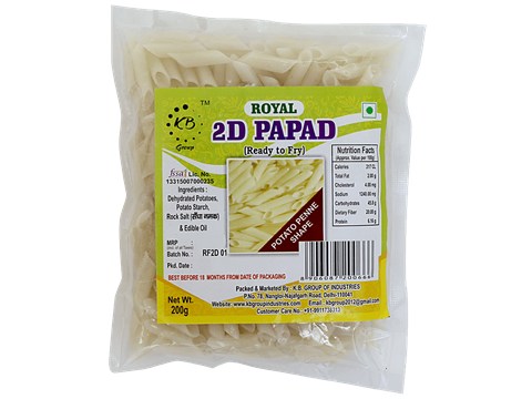 Royal 2D Papad Potato Penne Shape - Navratri Special, 200 g