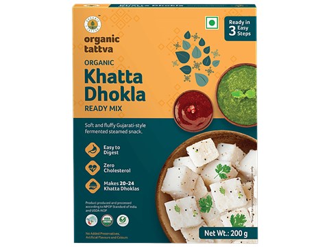 Organic Tattva Organic Khatta Dhokla Ready Mix - Soft & Fluffy, Easy To Digest, Zero Cholesterol, 200 g