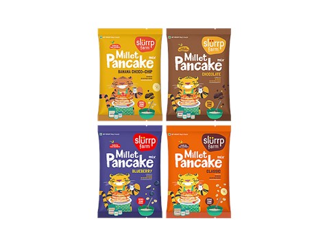 Slurrp Farm Millet Pancake Mix - Classic, Blueberry, Chocolate & Banana Choco-Chip Flavours, 50 g