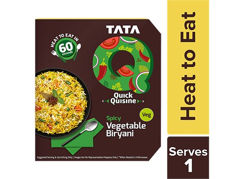 TATA Q Ready To Eat Veg Spicy Vegetable Biryani - High Quality Ingredients, No Added Preservatives, 330 g