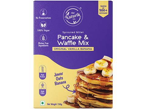 The Naturik Co. Sprouted Millet Pancake & Waffle Mix - Vanilla Banana With Jowar & Oats, 150 g