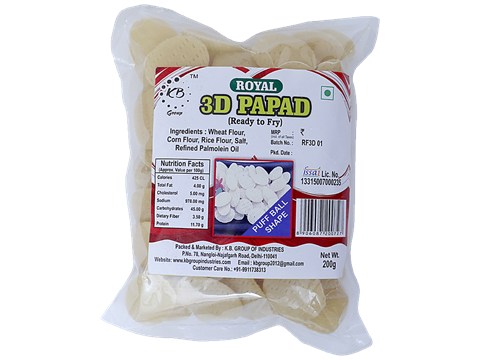 Royal 3d Papad - Puff Ball Shape, 200 g