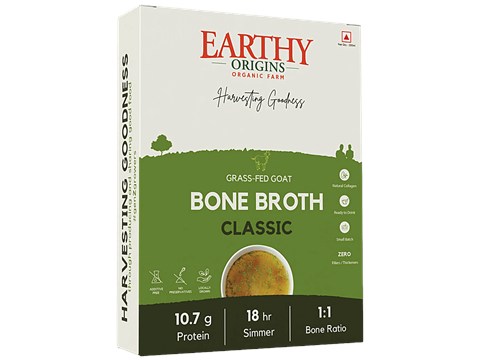 Earthy Origins Classic Grass-Fed Goat Bone Broth For Humans, 200 ml