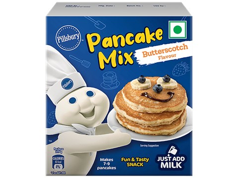 Pillsbury Pancake Mix - Butterscotch Flavour, Makes Soft & Fluffy Pancakes, 180 g