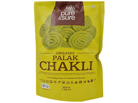 Phalada Pure & Sure Organic Palak Chakli - Fun & Healthy Snack, 200 g