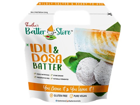 Shwetha's Batterstore Ready To Use Idli & Dosa Batter - Mildly Salted,Gluten Free, 1 kg