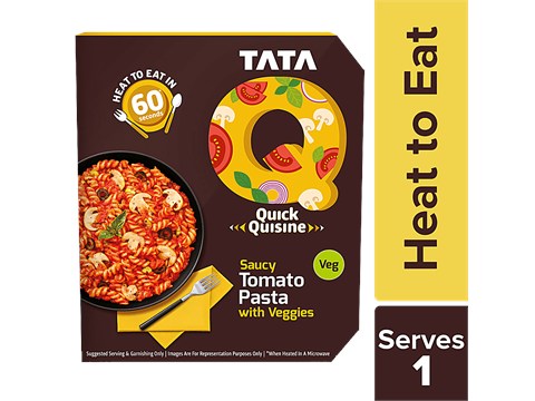 TATA Q Ready To Eat Saucy Tomato Pasta With Veggies - High Quality Ingredients, 290 g