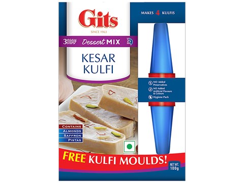 Gits Dessert Mix - Kesar Kulfi, No Added Preservatives, Artificial Colours & Flavours, 100 g