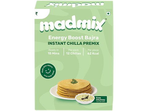 Madmix Energy Boost Bajra Instant Chilla Premix - With Free Chutney, 270 g