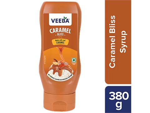 Veeba Caramel Bliss Syrup - No Synthetic Colours & Artificial Flavours, 380 g