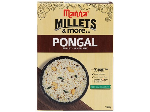 Manna Instant Pongal - Ready To Cook, 40% Multi-Millets, 180 g
