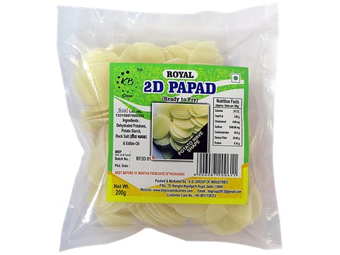 Royal 2D Papad - Potato Wave Shape, Navratri Specials, 200 g