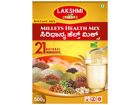 Lakshmi Fresh Millets Health Instant Mix - 21 Natural Ingredients, Rich In Vitamins, Fibre, Boosts Immunity, 500 g
