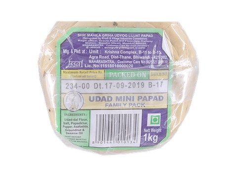 Lijjat Papad - Urad Mini, 1 kg