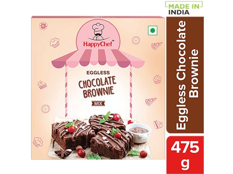 HappyChef Eggless Chocolate Brownie Mix - Quick & Easy, 475 g