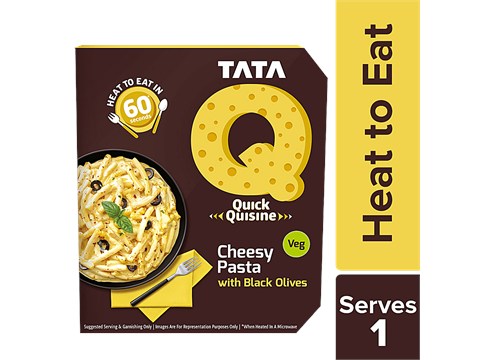 TATA Q Ready To Eat Veg Cheesy Pasta With Black Olives - High Quality Ingredients, 290 g