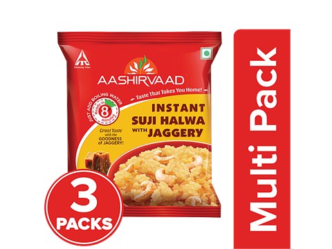Aashirvaad Instant Suji Halwa - With Jaggery, 3x45 g