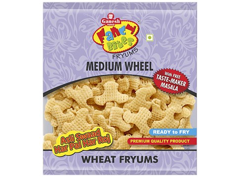 Ganesh Papad Fancy Bites Fryums - Medium Wheel, 150 g