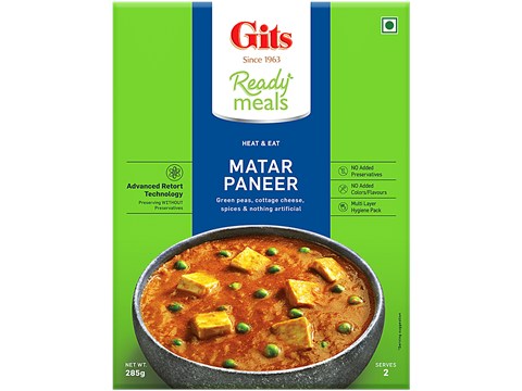 Gits Matar Paneer Ready Meals - With No Preservatives, 285 g