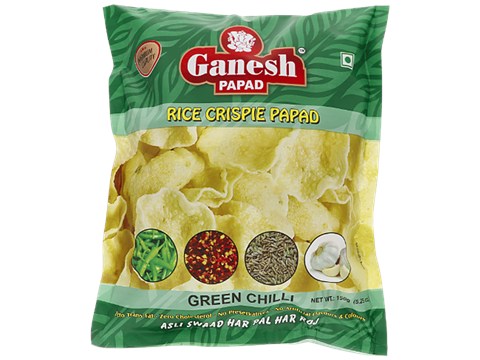 Ganesh Papad Papad - Green Chilly, Rice Crispy, 150 g